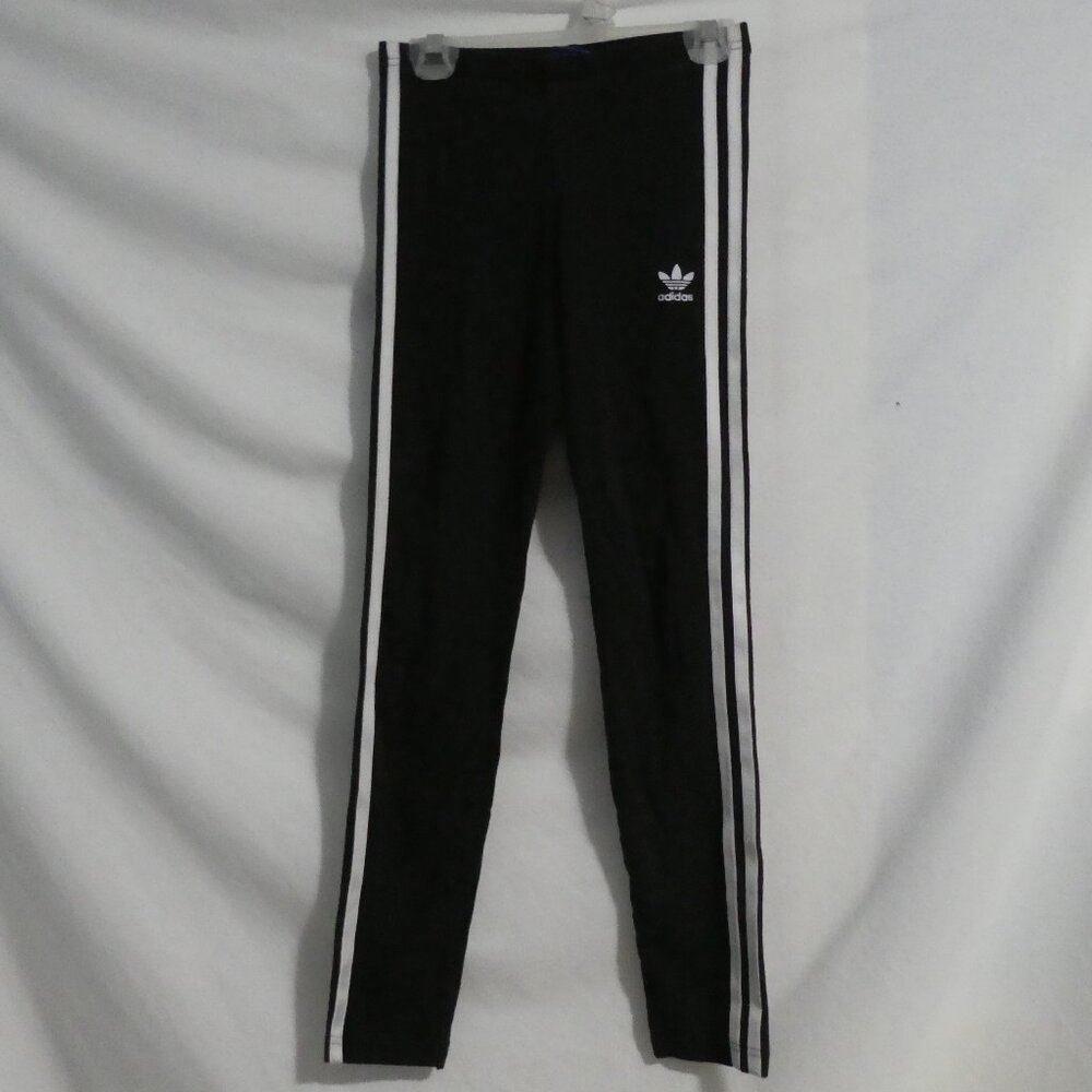 ADIDAS | kids 11 - 12 years - medium | Black Exercise Leggings | White Stripes - Picture 1 of 16